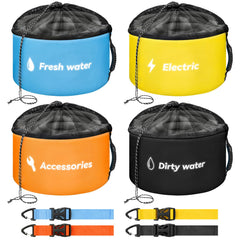 Tecreddy front view of four color-coded bags showing organized storage benefit