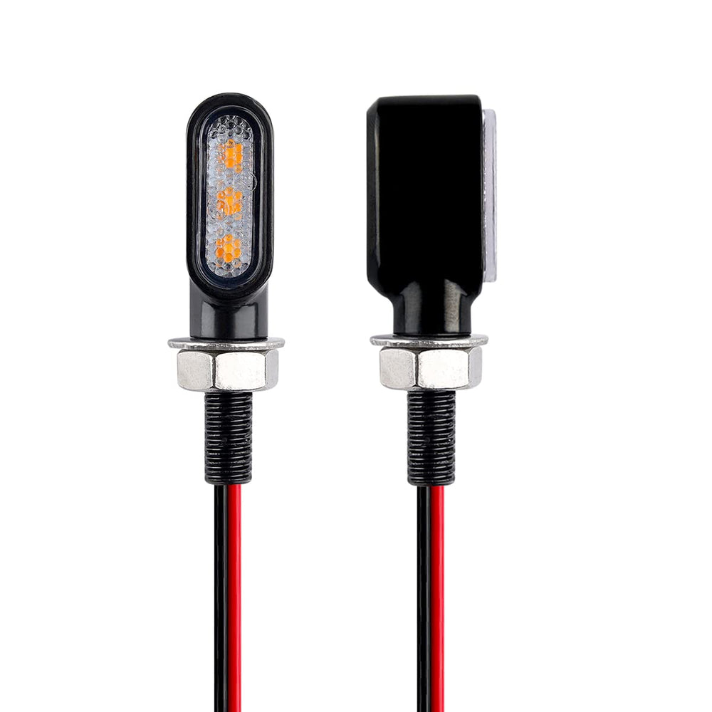 TECTEK front view compact turn signal showing clean fit and bright amber visibility
