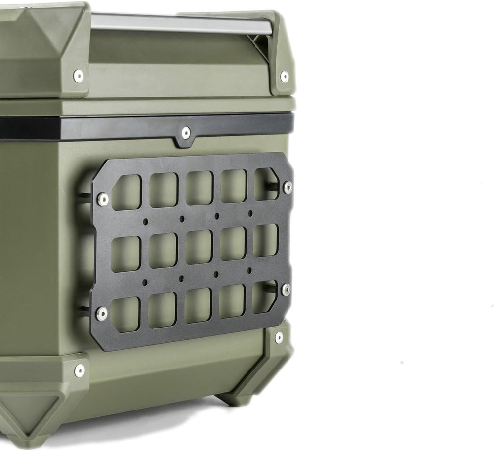 TECTEK front view of rigid MOLLE panel showing mounting holes and finish for durable organization