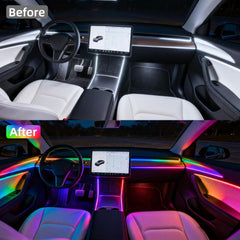 TEKSHINNY installed on dashboard for uniform cabin accent lighting