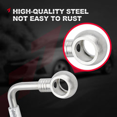 TEMSONE coolant feed line hose connection with secure clamp for leak prevention