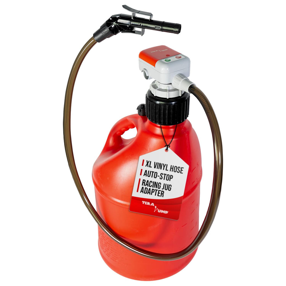 TERA PUMP front view showing compact pump and benefits of portability