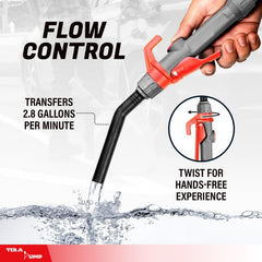 TERA PUMP long suction tube inserted in a 5-gallon can for easy transfer