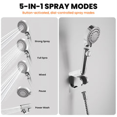Terapaton 5-mode dial detail highlighting spray variety for bathing and cleaning