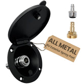 Terapaton front panel assembly showing flange and threaded housing for secure install