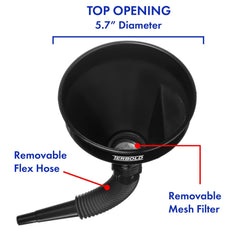 Terbold flexible hose attached bending into tight spaces to prevent spills during pours