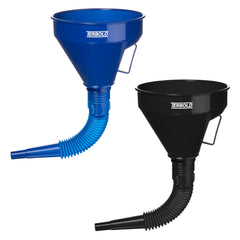 Terbold front view of two funnels showing color options and durable design for easy storage