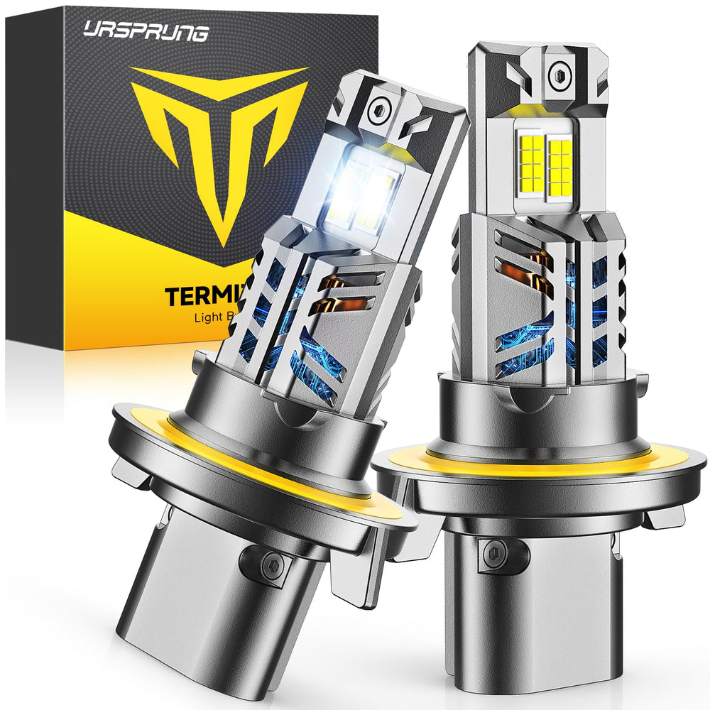 Termitor front view of two 9008 H13 bulbs showing plug-and-play fit and bright benefit