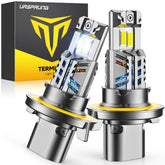 Termitor front view of two 9008 H13 bulbs showing plug-and-play fit and bright benefit