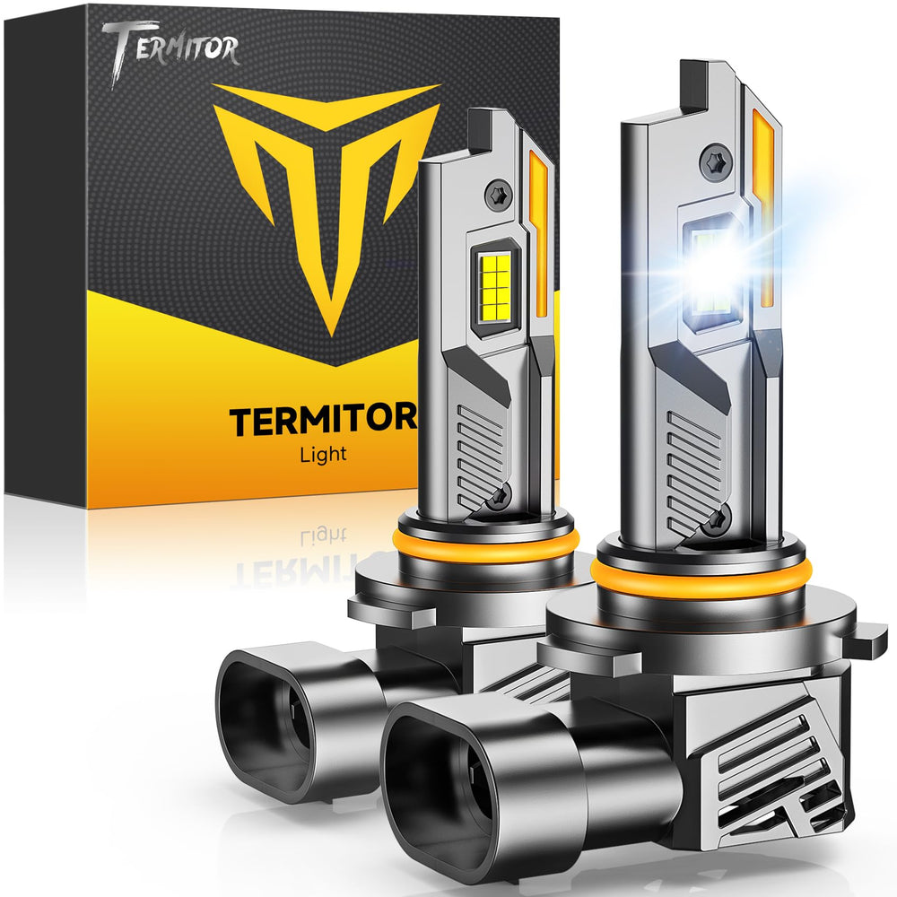 Termitor front packaging showing 9005 HB3 pair and quick benefits