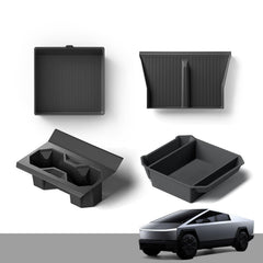 TESCYBERMODS front view of center console organizer showing tidy compartments and improved storage