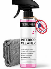 TesLiner spray bottle front view showing brand and easy-spray nozzle for quick cleaning