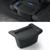 Tesnical front view showing Model Y Juniper fit and secure storage benefit