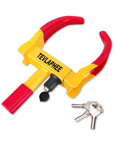 Tevlaphee front view on wheel showing visible theft deterrent