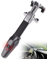 Tevlaphee front view locked on steering wheel showing visible deterrent