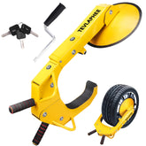 Tevlaphee front view of wheel lock showing bright deterrent and secure fit