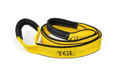 TGL front view of strap showing bright yellow webbing and black loops for quick identification