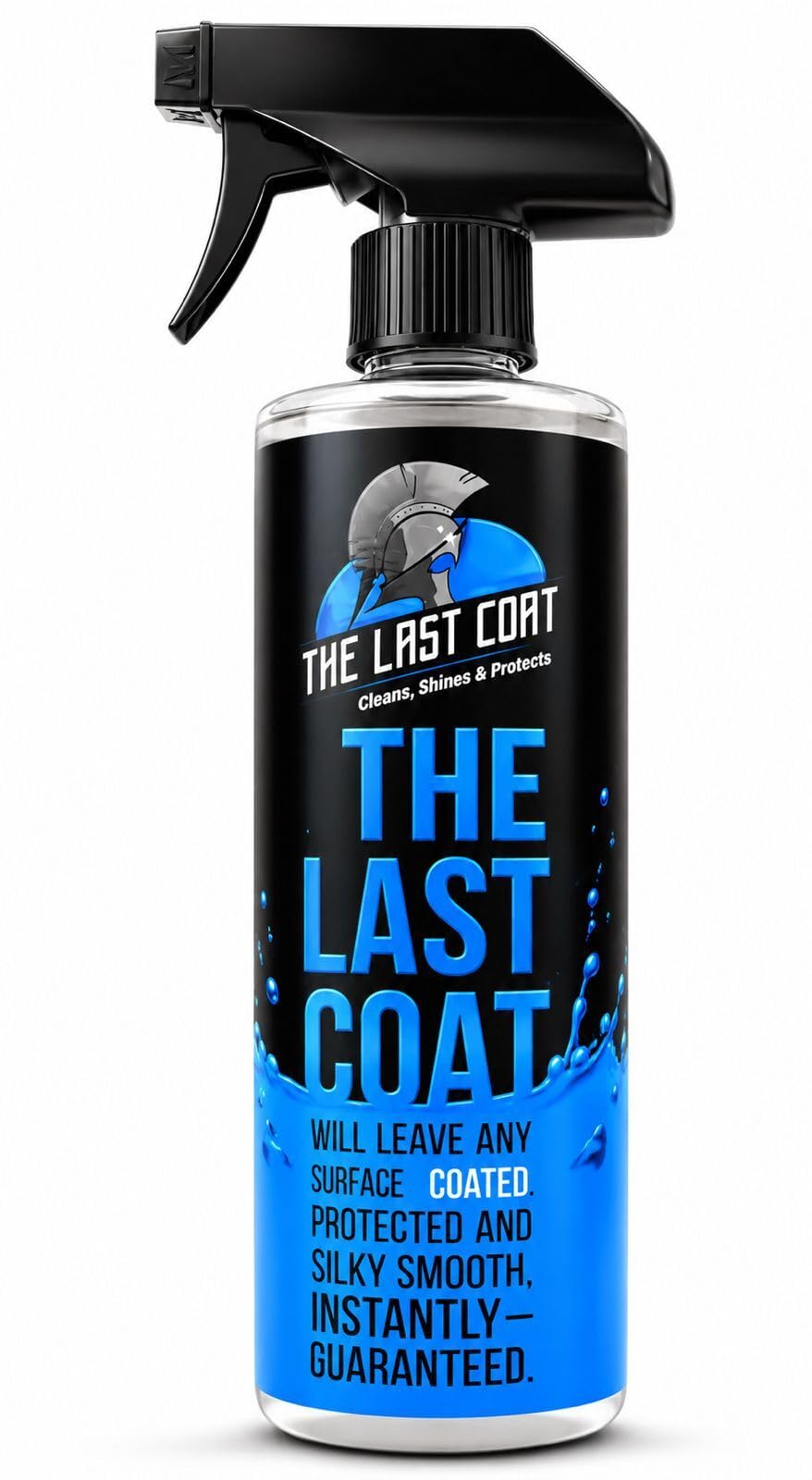 The Last Coat front label view showing product identity and glossy finish benefit