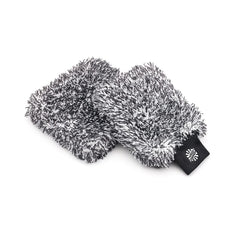 The Rag Company front view of black mitt and pad showing professional look and benefit