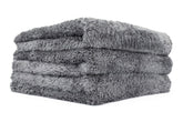 The Rag Company towel front packaging showing 3-pack and dark grey color benefits finish protection