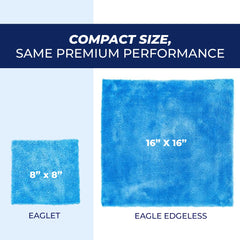 The Rag Company folded Eaglet 500 towels stacked for neat storage and convenience