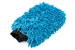 The Rag Company mitt on hand washing car, demonstrating secure fit and gentle cleaning