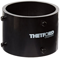 Thetford adapter front view showing secure connection and easy hose attachment