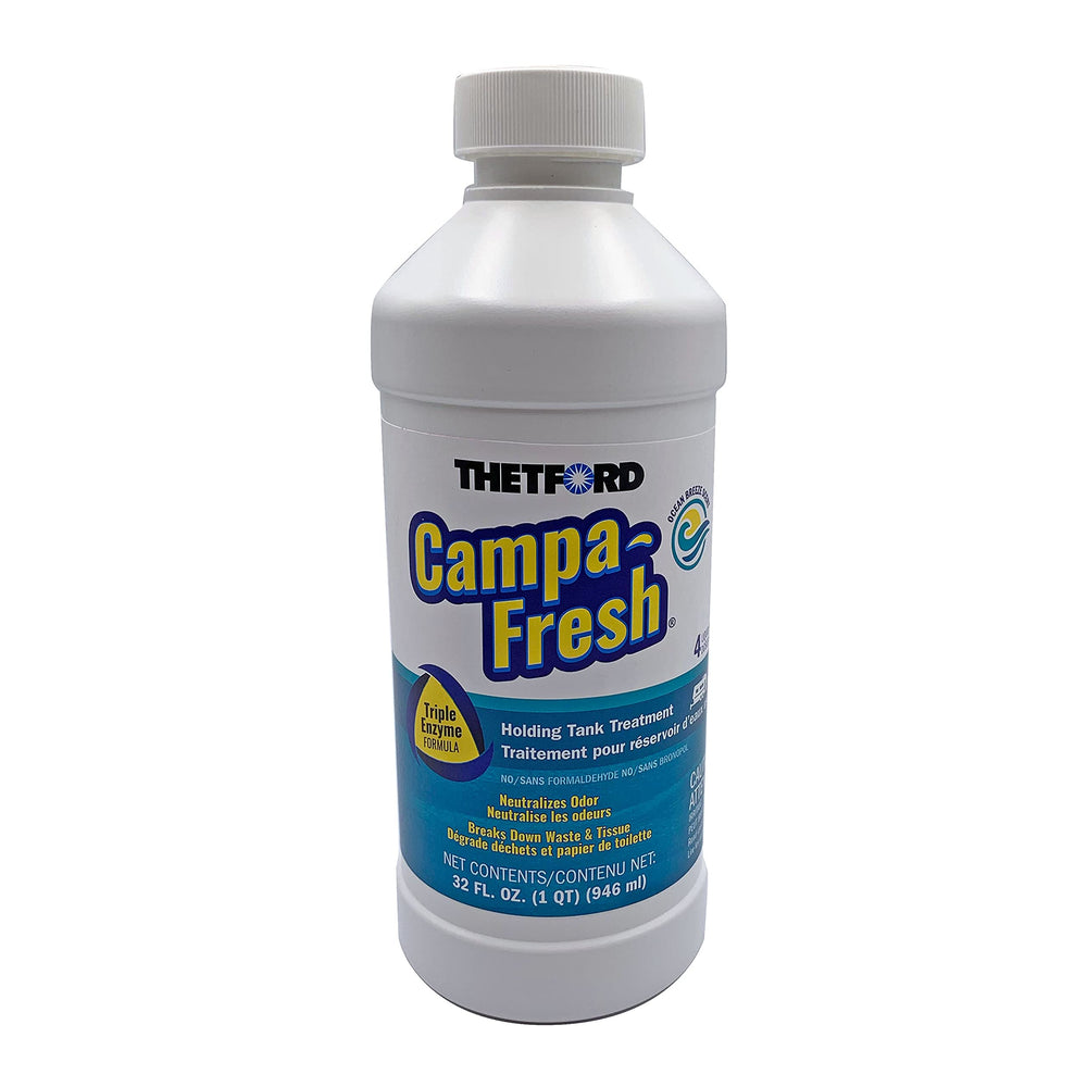Thetford bottle front view showing label and effective odor control benefit