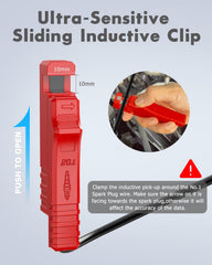 THIKPO inductive clamp attached to spark plug wire ensuring accurate sensing