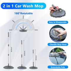 ThinkLearn rotating wash mop with adjustable handle lifting dirt while protecting paint