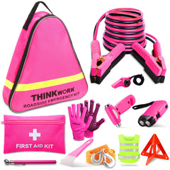 THINKWORK pink kit front view showing compact tote and reflective straps for visibility