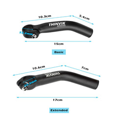 Thinvik bar ends close-up of curved ergonomic profile for improved grip comfort