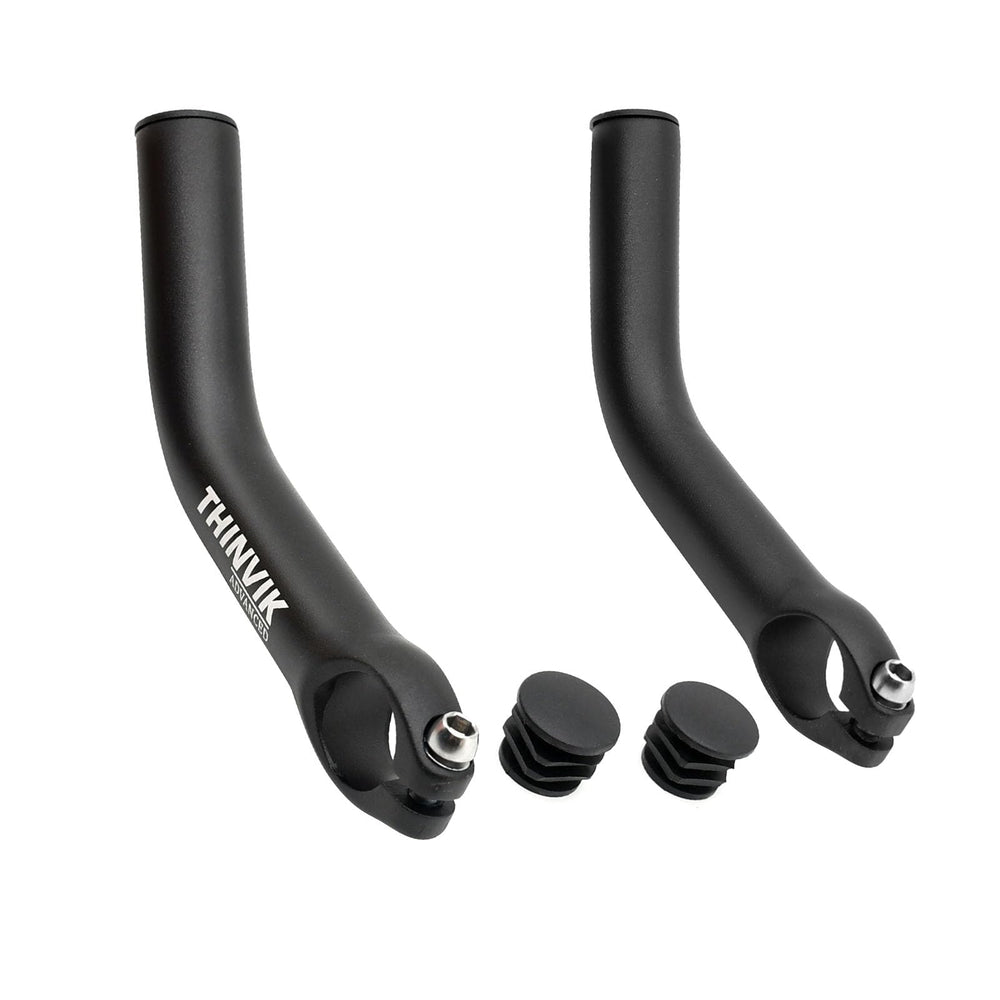 Thinvik matte black bar ends front view showing clean finish and durable construction benefit
