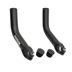 Thinvik matte black bar ends front view showing clean finish and durable construction benefit