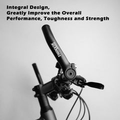 Thinvik bar ends installed on MTB handlebar demonstrating added hand positions and control