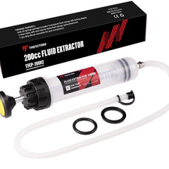 Thorstone syringe and hose front view showing clear barrel for accurate fluid level checks
