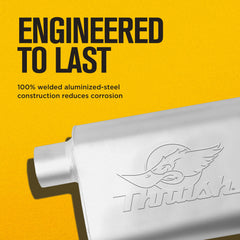 Thrush muffler welded seam close-up showing durability and corrosion resistance