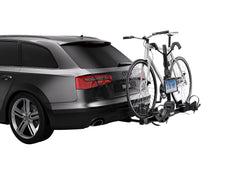 Thule license plate holder side view demonstrating rotation for stow convenience