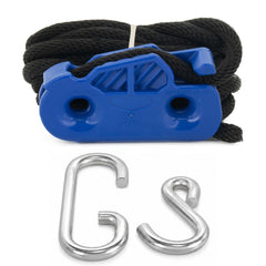 Tie Boss front view in blue showing design and secure hold benefit