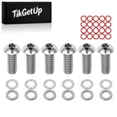 TIKGETUP front view of titanium derby cover bolts shows sleek finish and upgrade