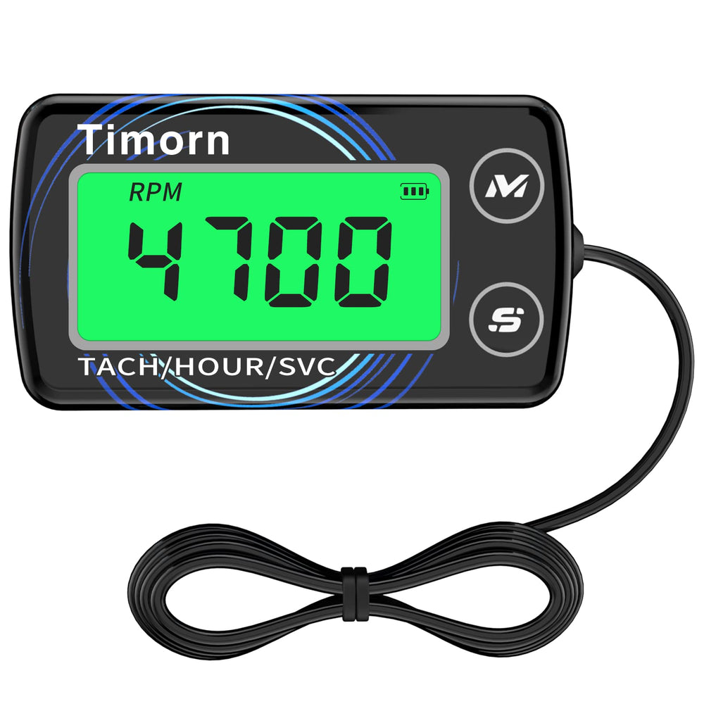 Timorn front panel view showing clear digital RPM and hour readouts for quick checks