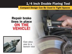 Titan 51515 with handle removed beside a bench vise showing space-saving versatility