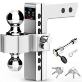 Tlvuvmo front view of adjustable hitch showing receiver fit and sturdy construction benefit
