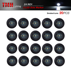 TMH close-up of smoked PC lens and three SMD LEDs highlighting durability and brightness
