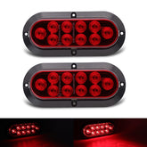 TMH front view of oval red LED tail light showing bright stop illumination
