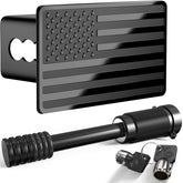 TOEASYTY front view American flag hitch cover showing patriotic finish and curb appeal
