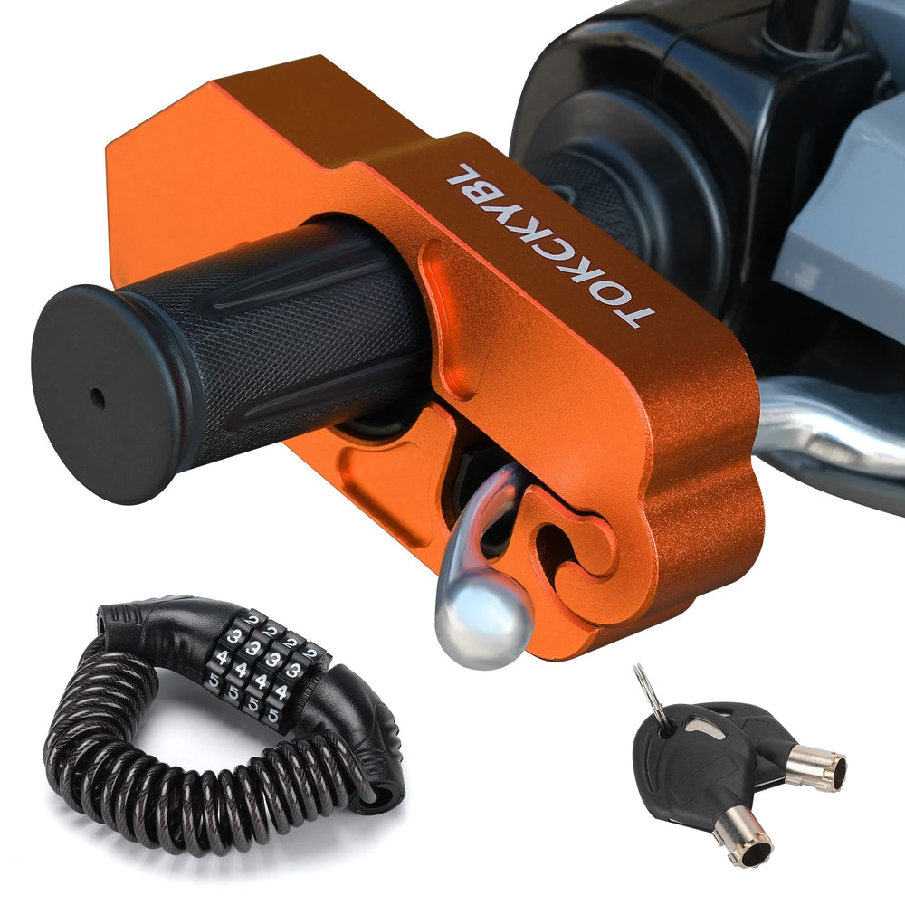 TOKCKYBL front view mounted on handlebar showing secure fit and theft deterrence