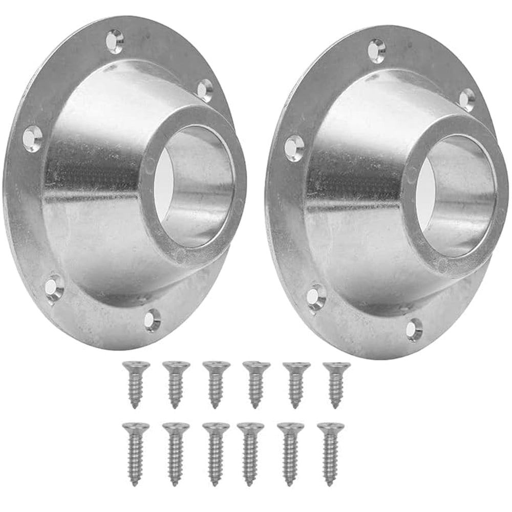 TonGass front view of two silver flanges showing clean chrome finish and mounting holes benefit stability