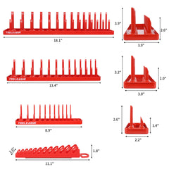 TOOLEAGUE close-up of molded size markings on tray pockets for fast socket selection