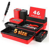 TOOLEAGUE front view of full kit showing trays and magnetic pickup, quick organization